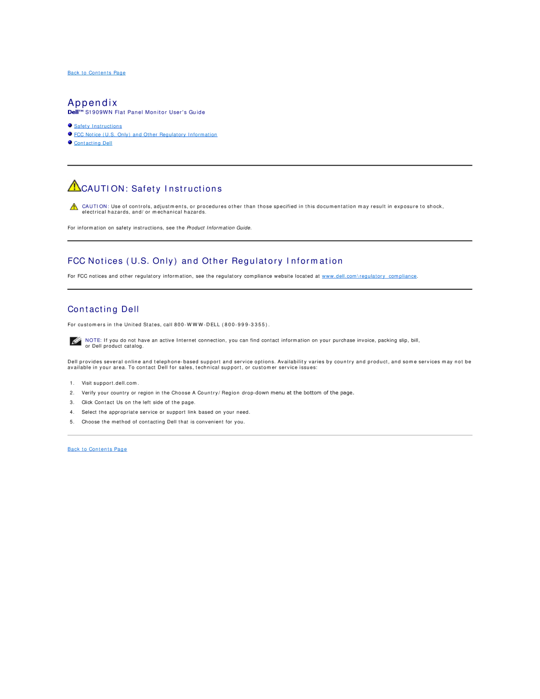 Dell S1909WN appendix Appendix 