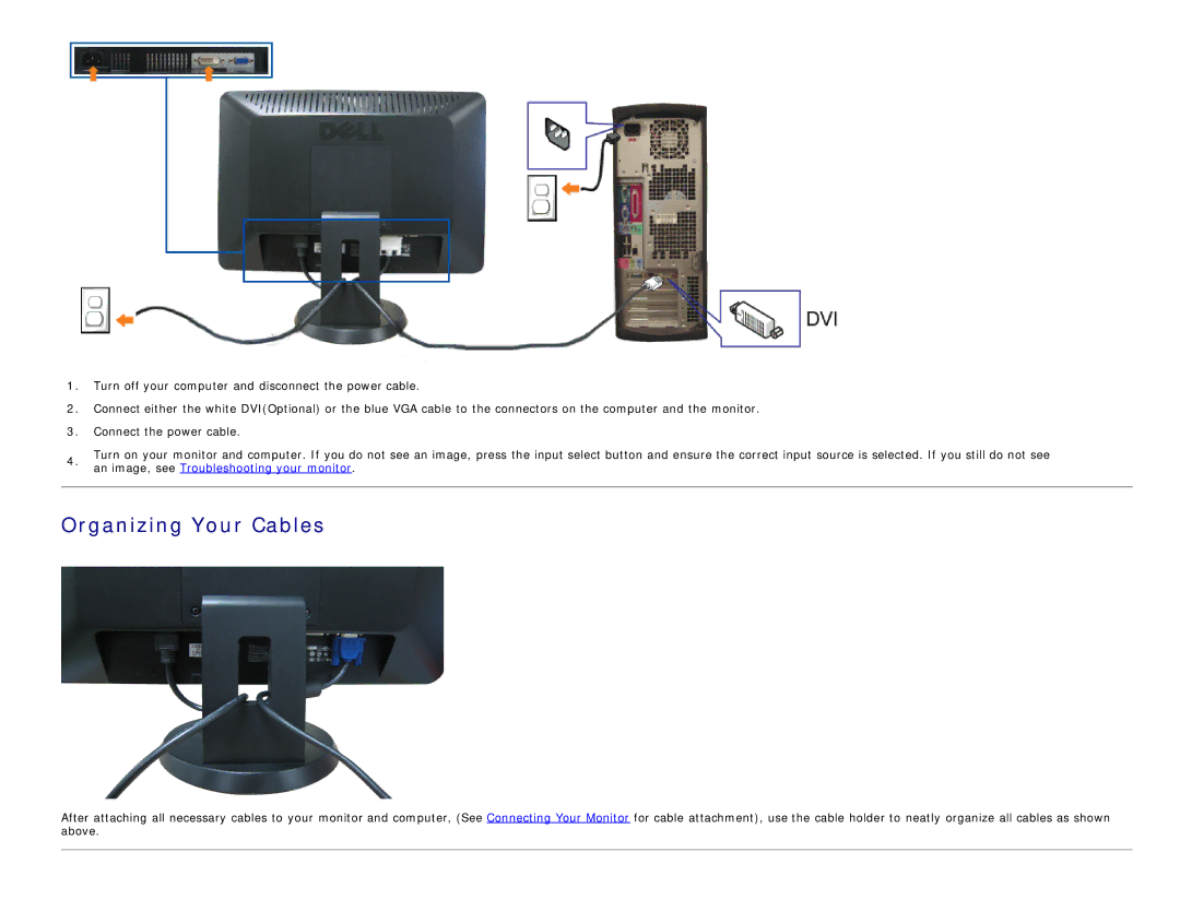 Dell S1909WX appendix Organizing Your Cables 