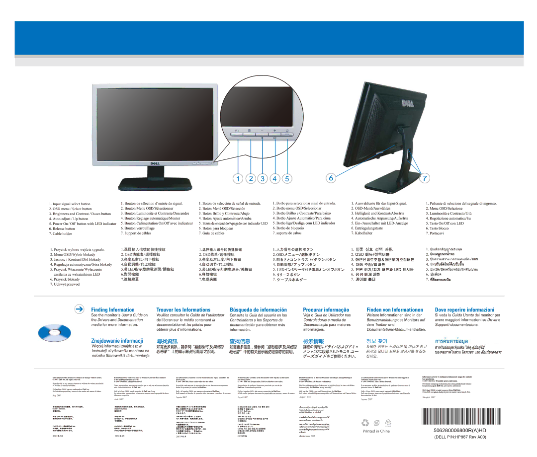 Dell S199WFP manual , ปุมเลือกสัญญาณอินพุต, $PouspmbepsbtFNfejbEf 