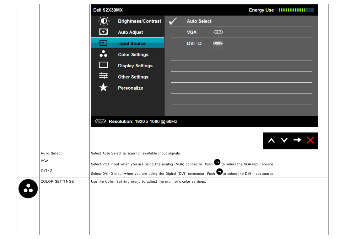 Dell S2330MX, S2230mx manual Auto Select, Vga 