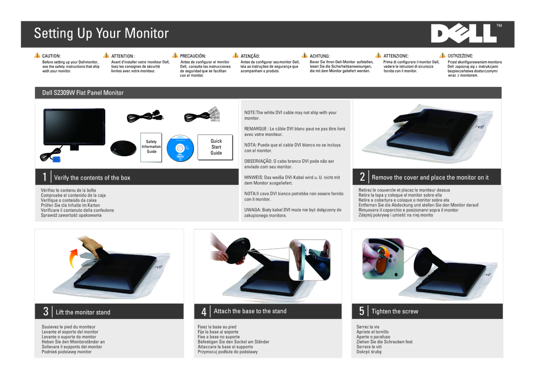 Dell appendix Dell S2309W Flat Panel Monitor Users Guide 