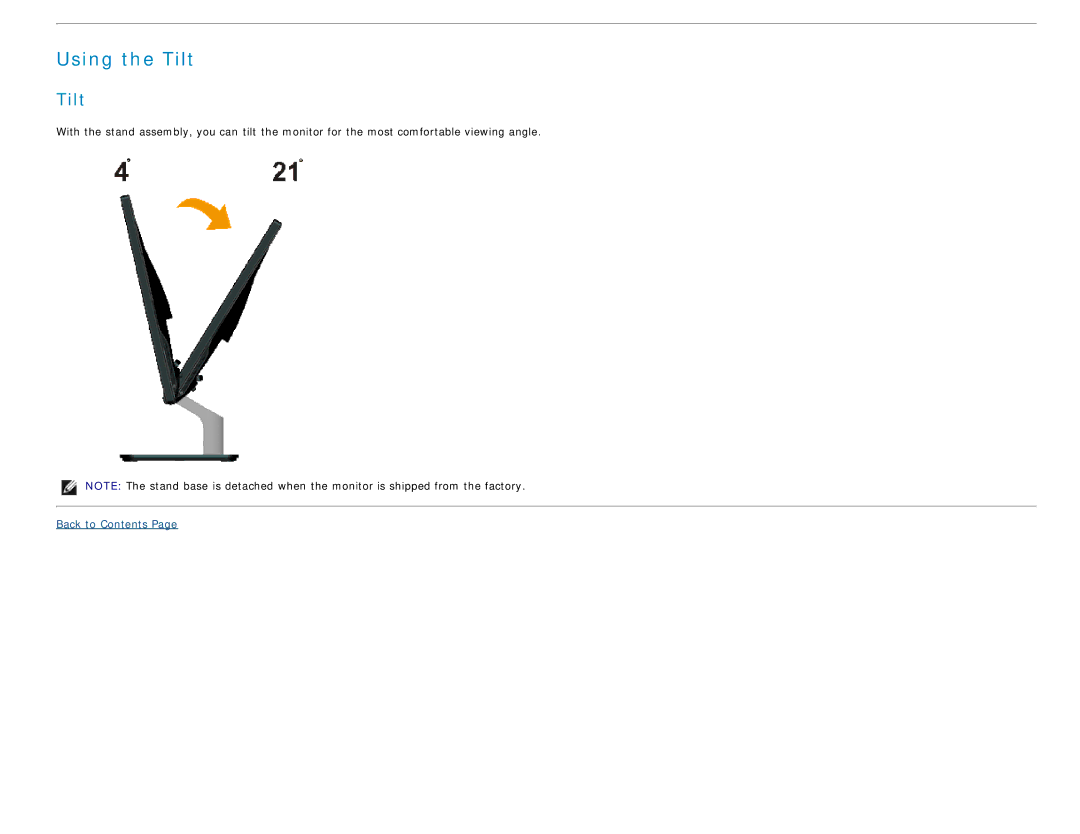 Dell S2340L appendix Using the Tilt 