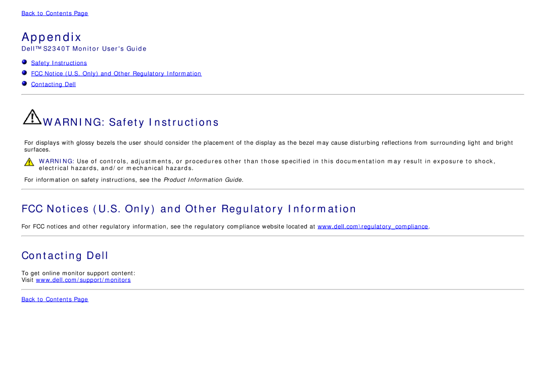 Dell S2340T manual Appendix 