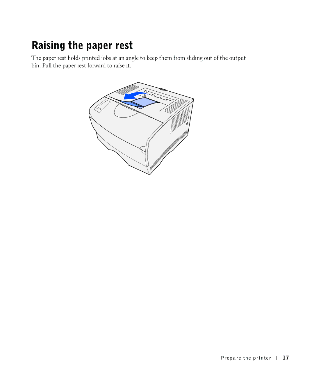 Dell S2500 owner manual Raising the paper rest 