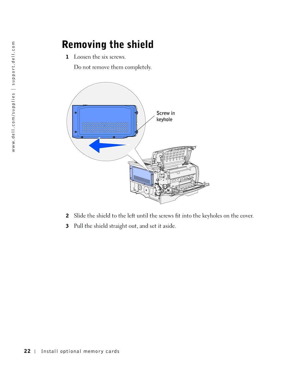 Dell S2500 owner manual Removing the shield 