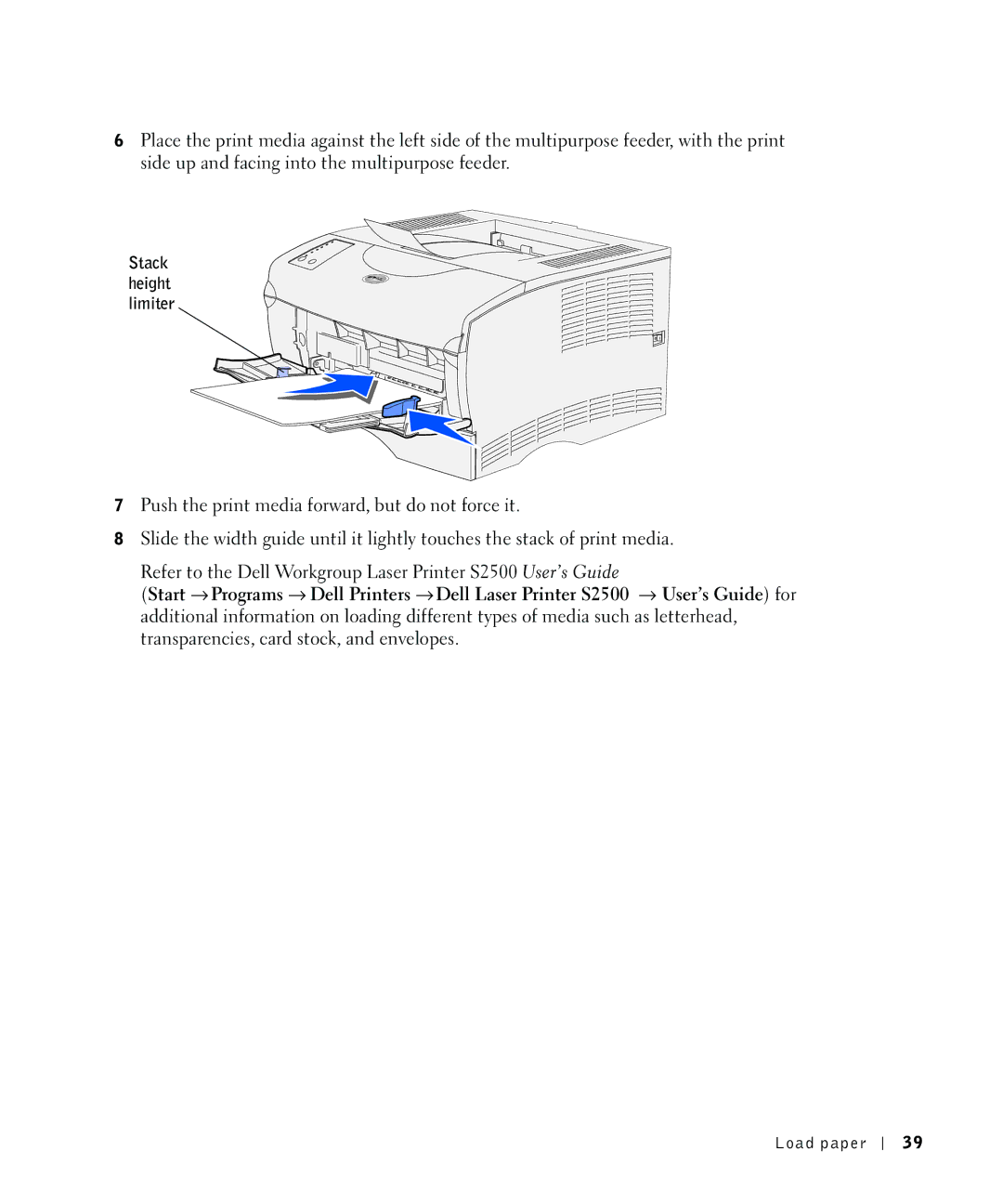 Dell S2500 owner manual Stack height limiter 