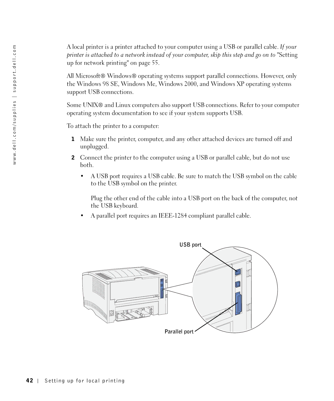 Dell S2500 owner manual USB port Parallel port 