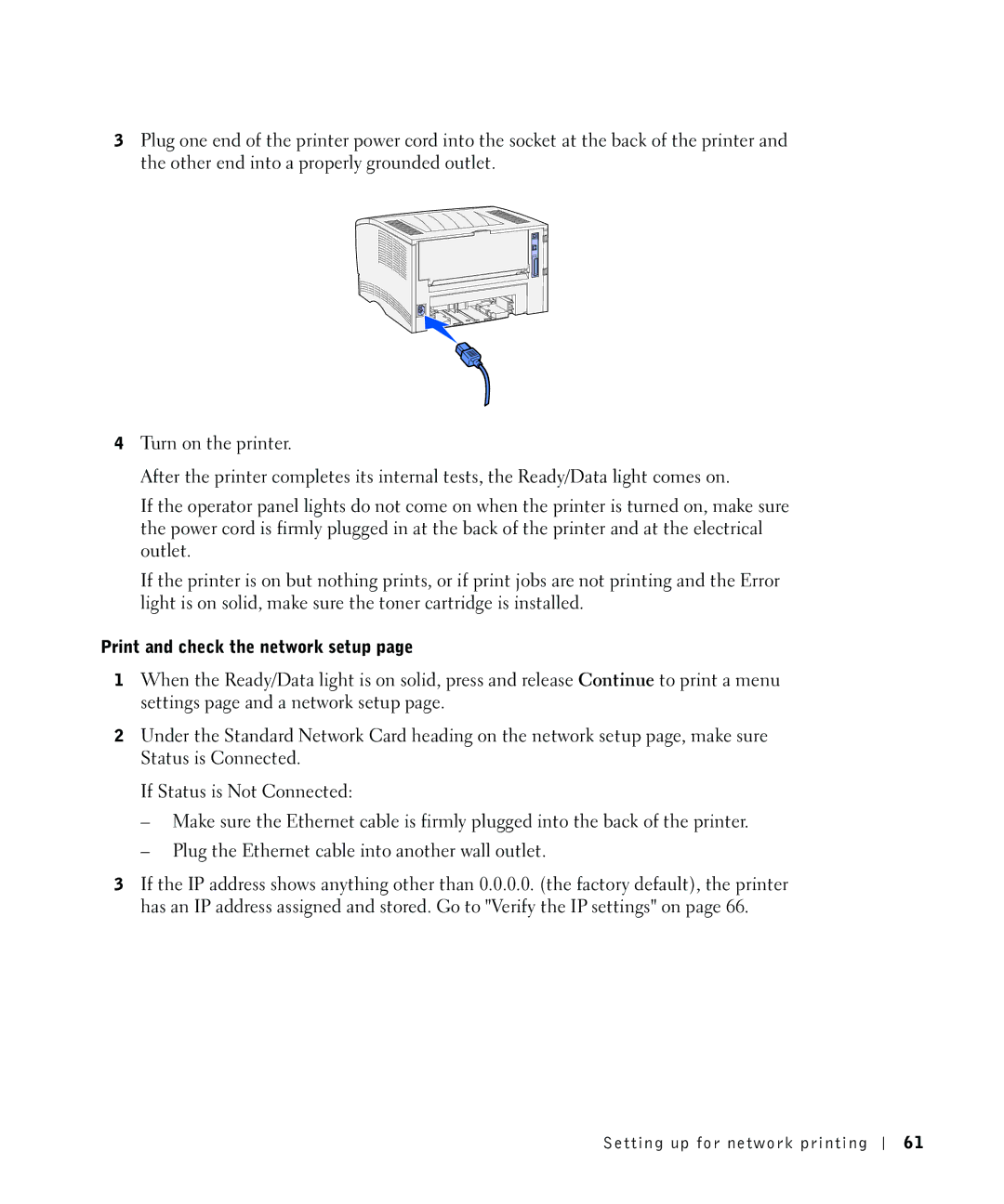 Dell S2500 owner manual Print and check the network setup 