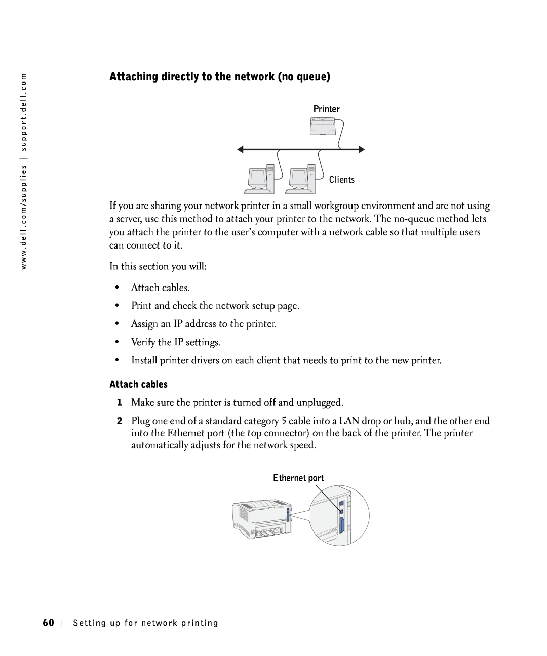 Dell S2500 owner manual Attaching directly to the network no queue, Attach cables 