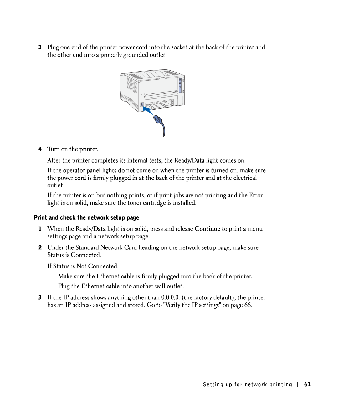 Dell S2500 owner manual Print and check the network setup page 