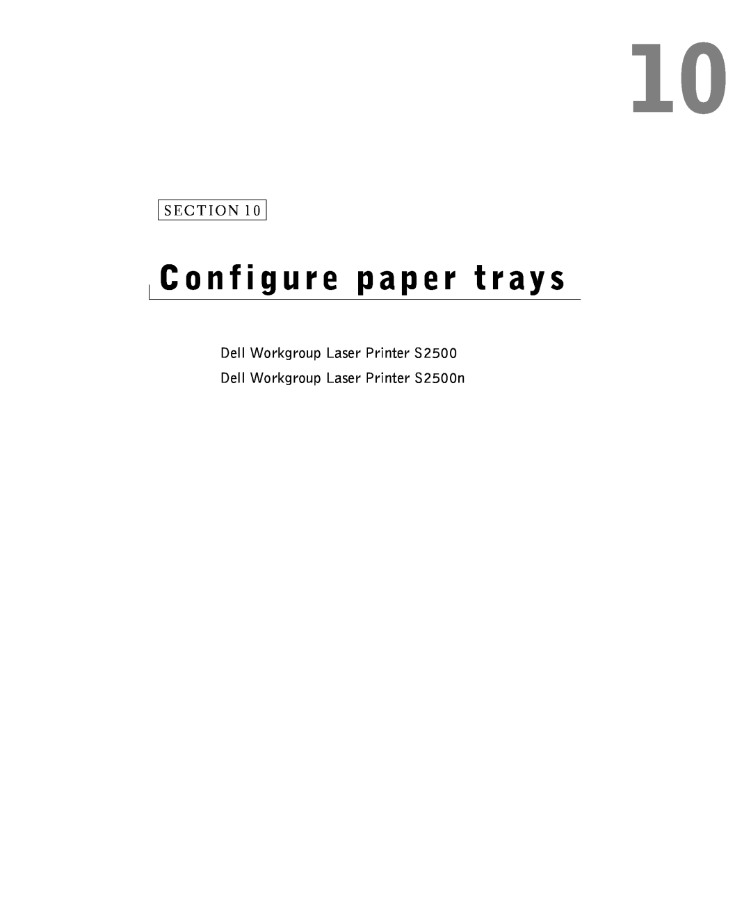 Dell owner manual Configure paper trays, Dell Workgroup Laser Printer S2500n 