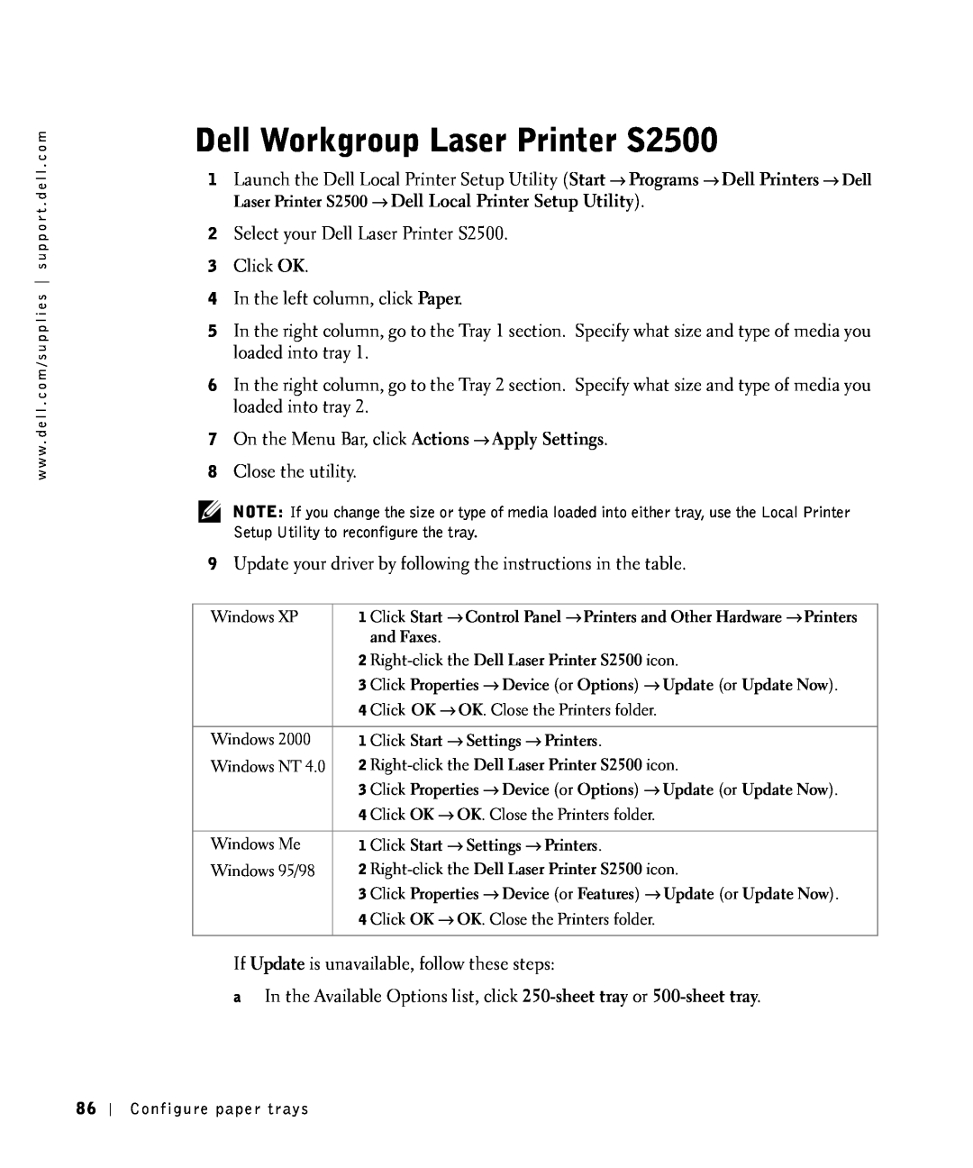 Dell owner manual Dell Workgroup Laser Printer S2500 