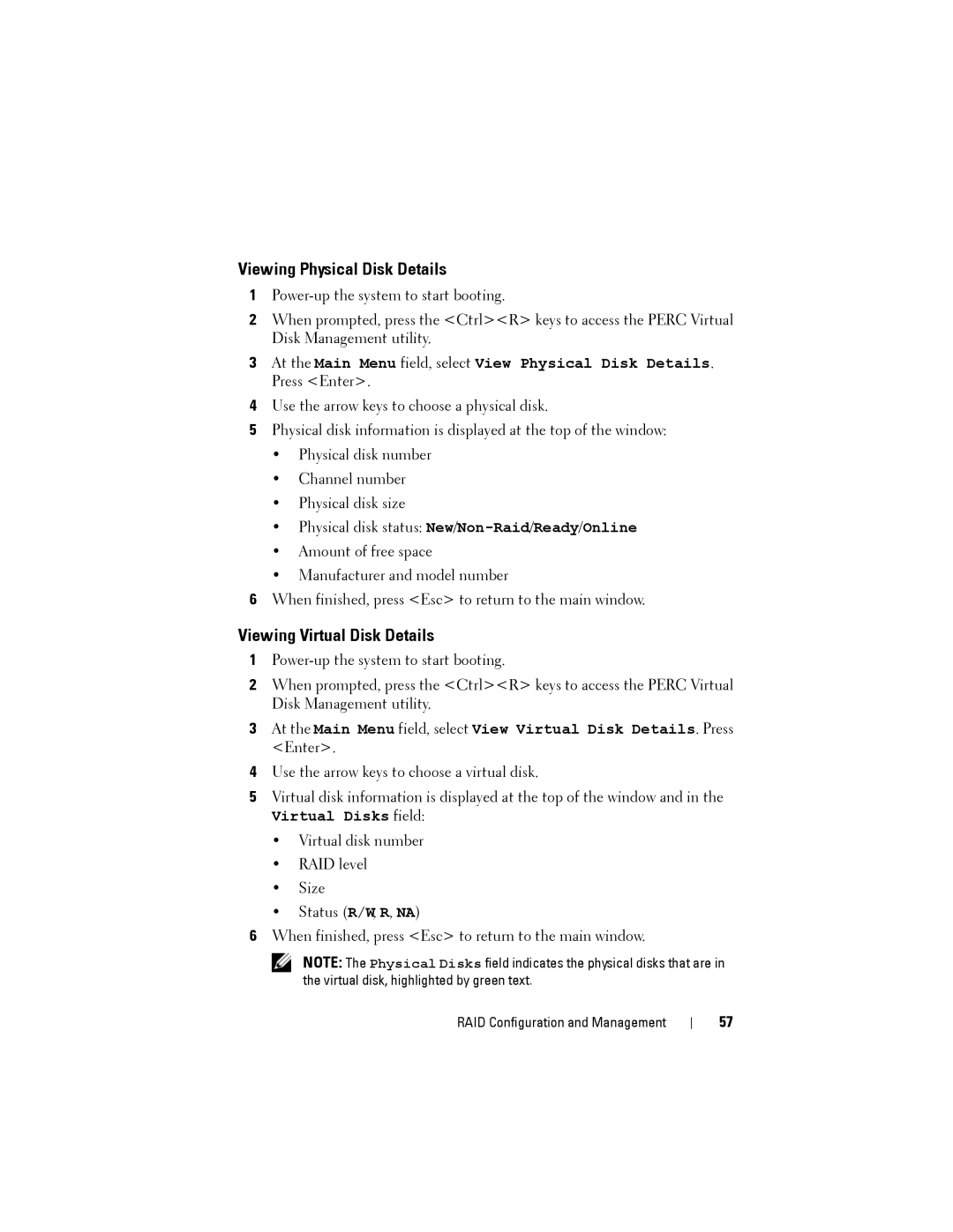 Dell S100, S300 manual Viewing Physical Disk Details, Viewing Virtual Disk Details 