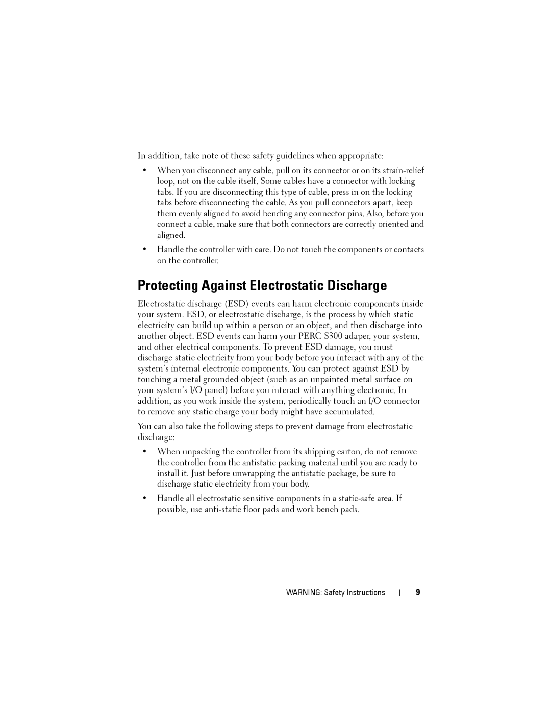 Dell S100, S300 manual Protecting Against Electrostatic Discharge 