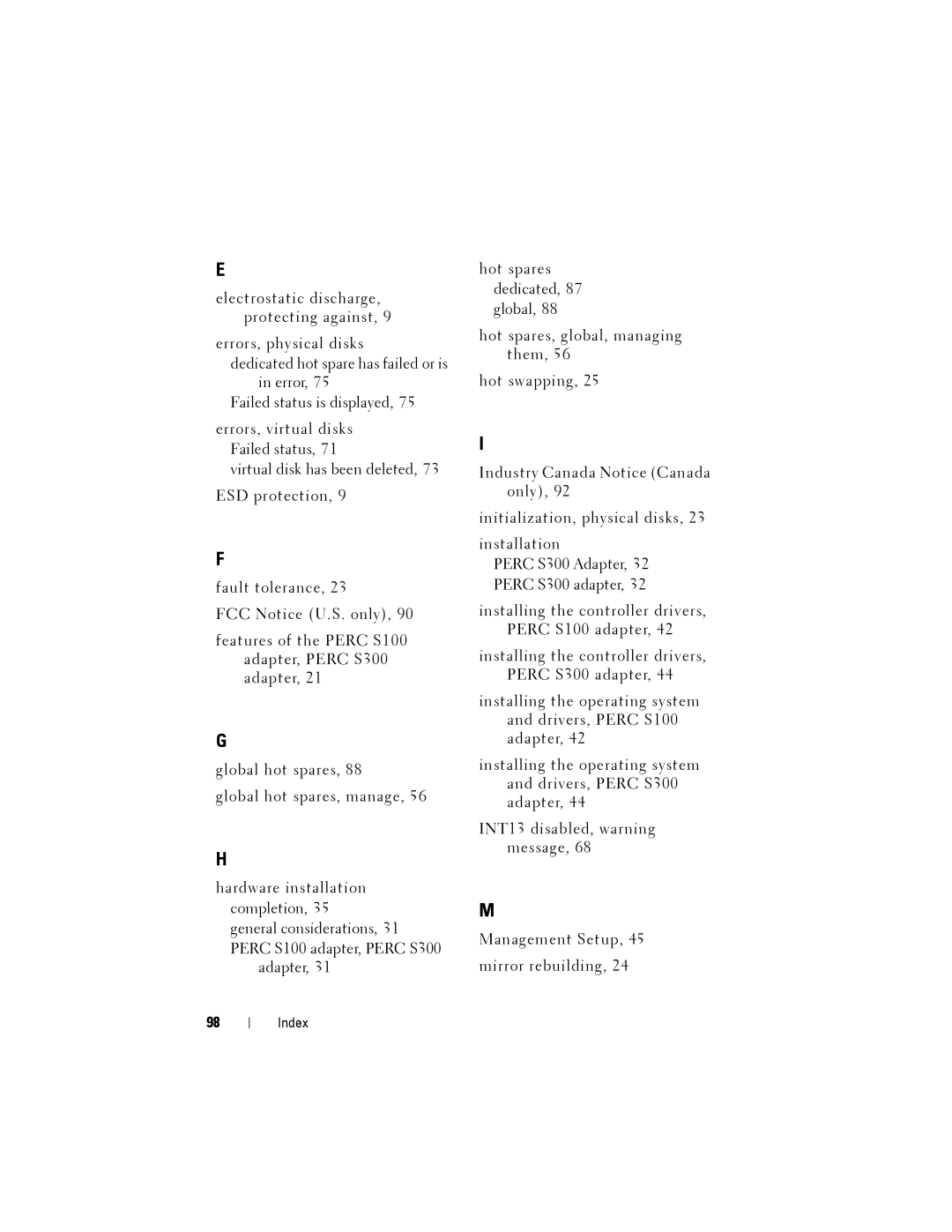 Dell S300, S100 manual Index 