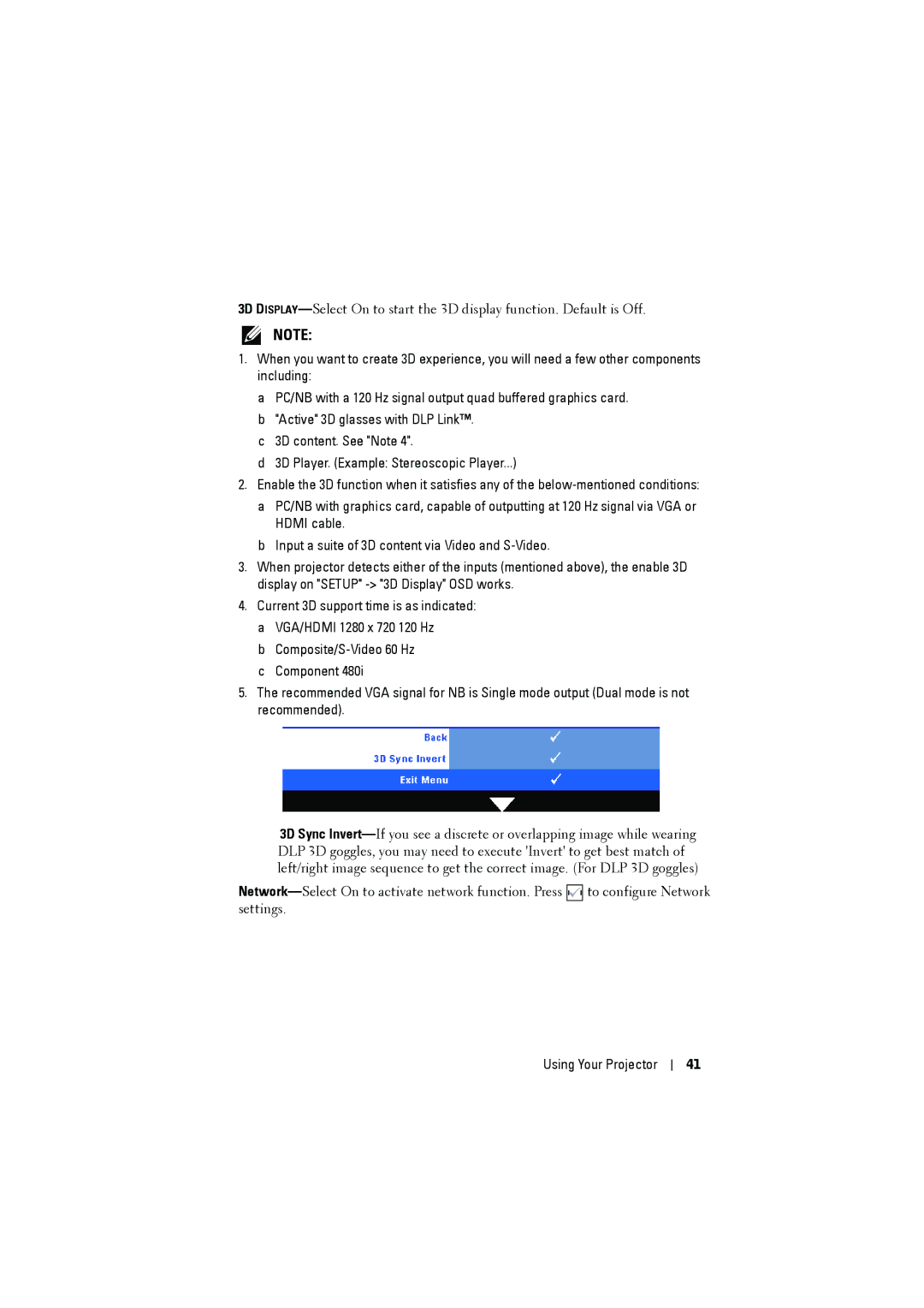 Dell S300 manual Using Your Projector 