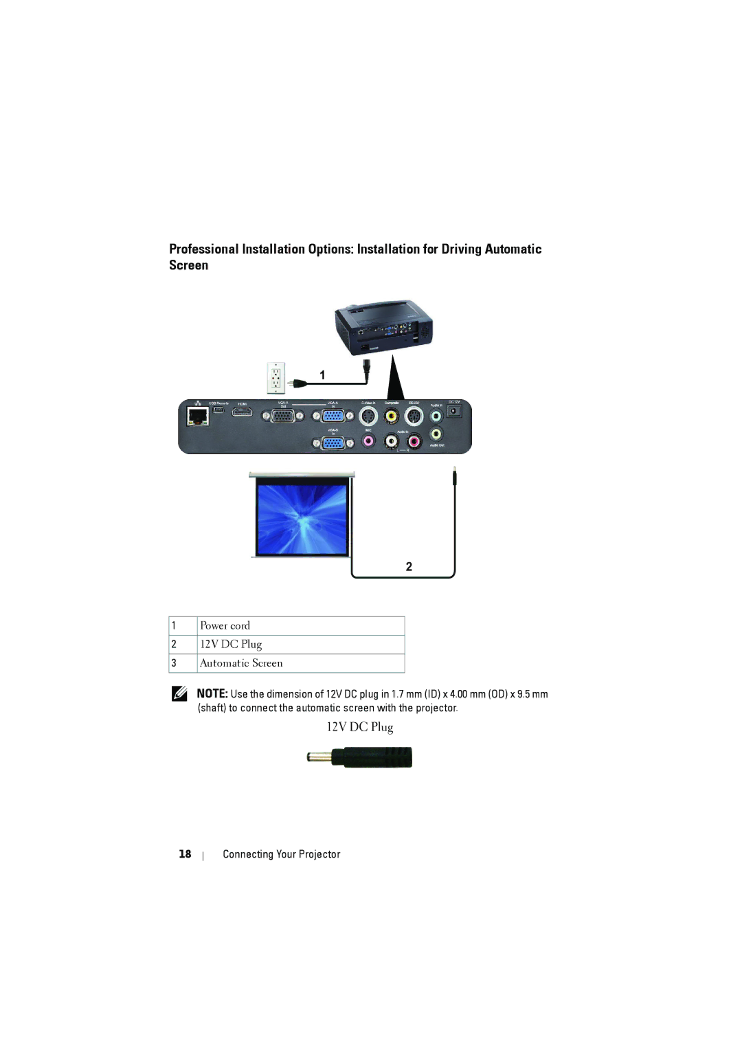 Dell S300 manual 12V DC Plug 