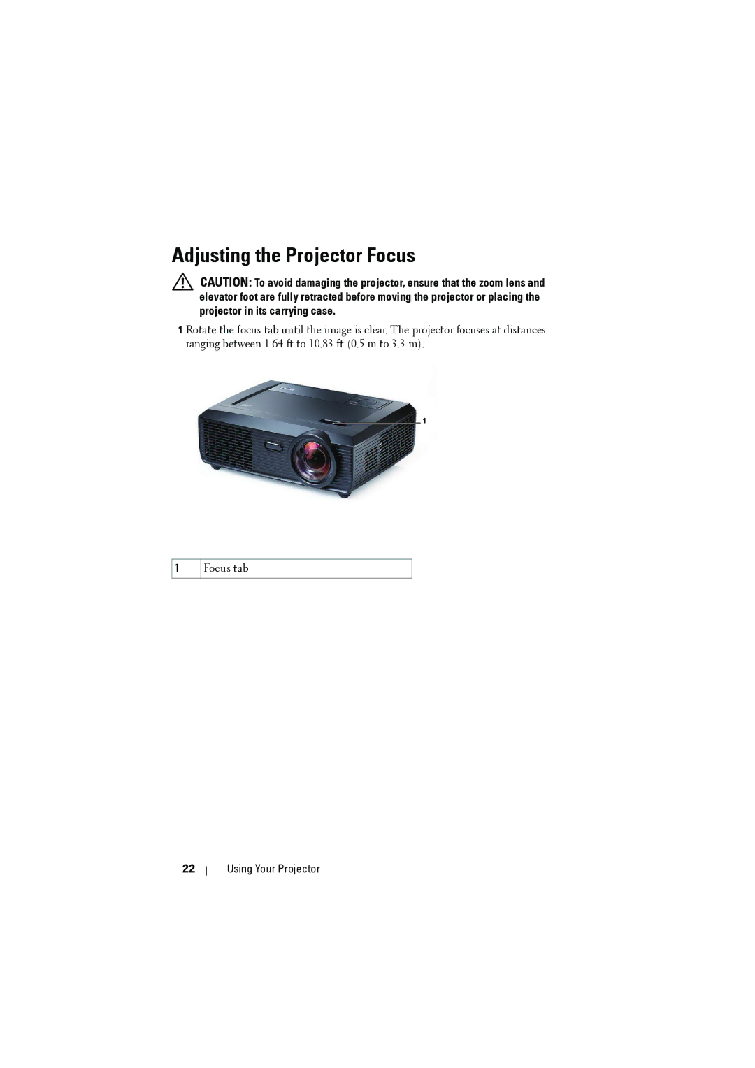 Dell S300 manual Adjusting the Projector Focus 