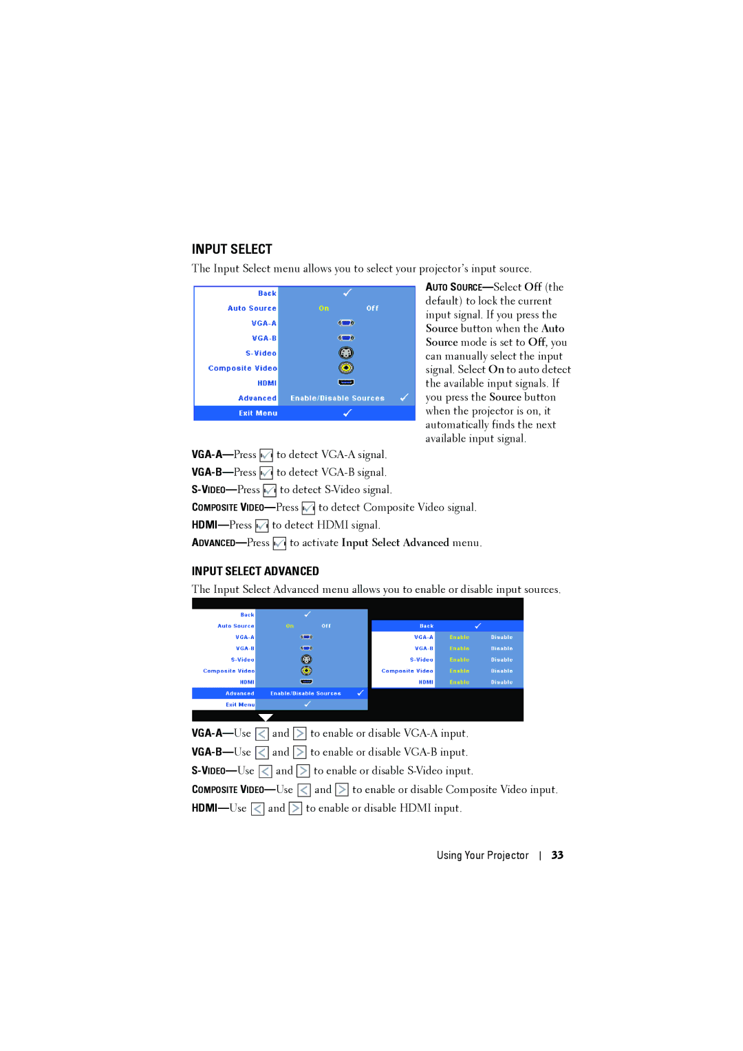 Dell S300 manual Input Select 