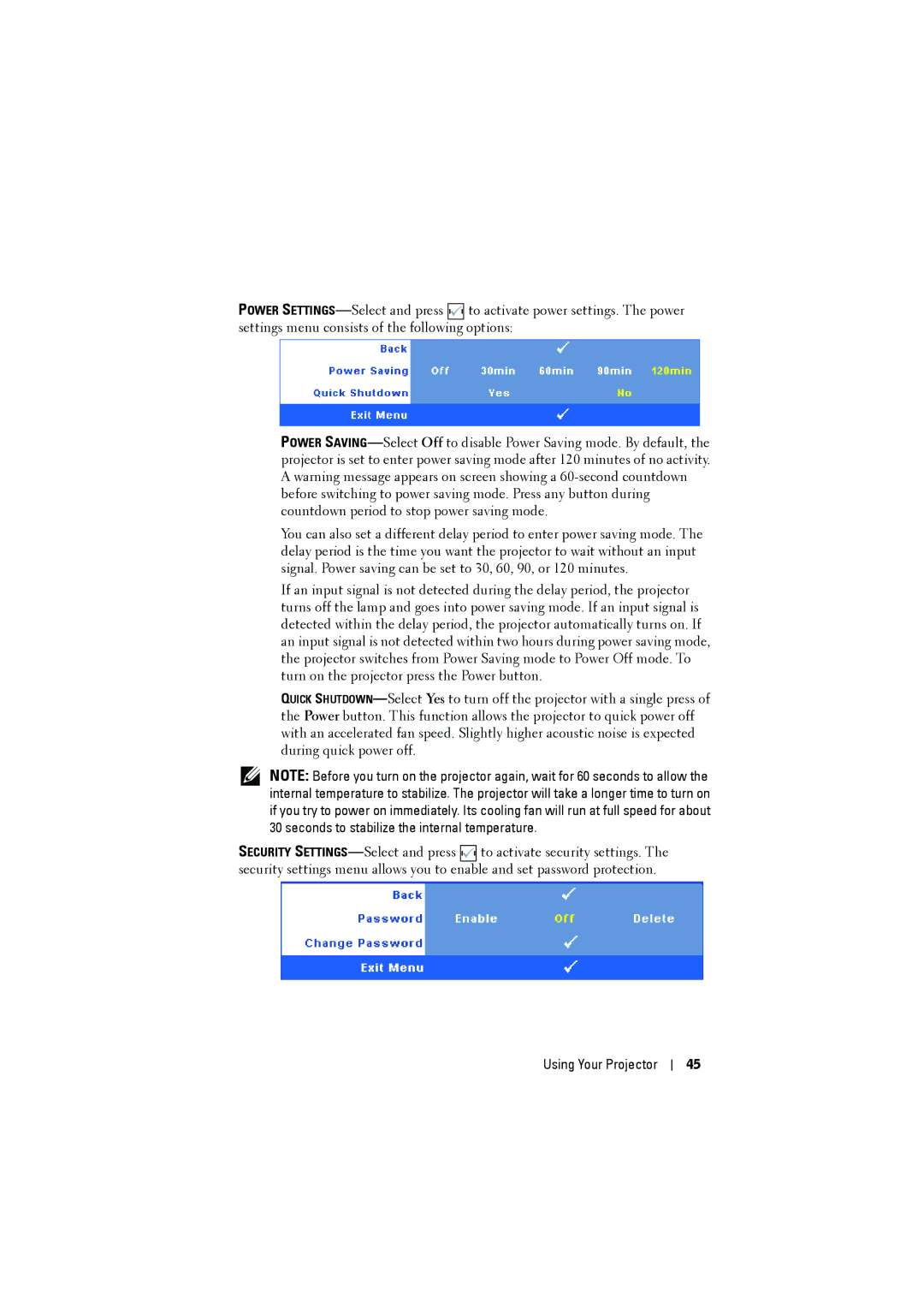 Dell S300 manual Using Your Projector 