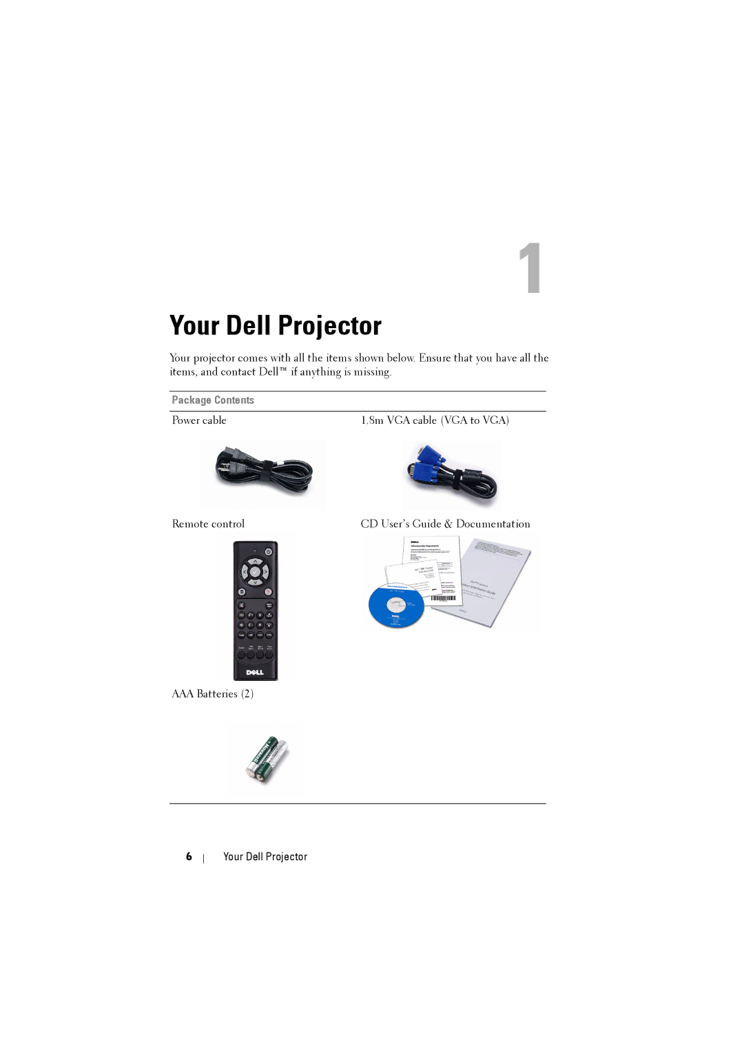 Dell S300 manual Your Dell Projector, Package Contents 