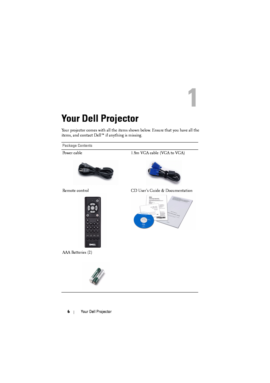 Dell S300 manual Your Dell Projector, Package Contents 