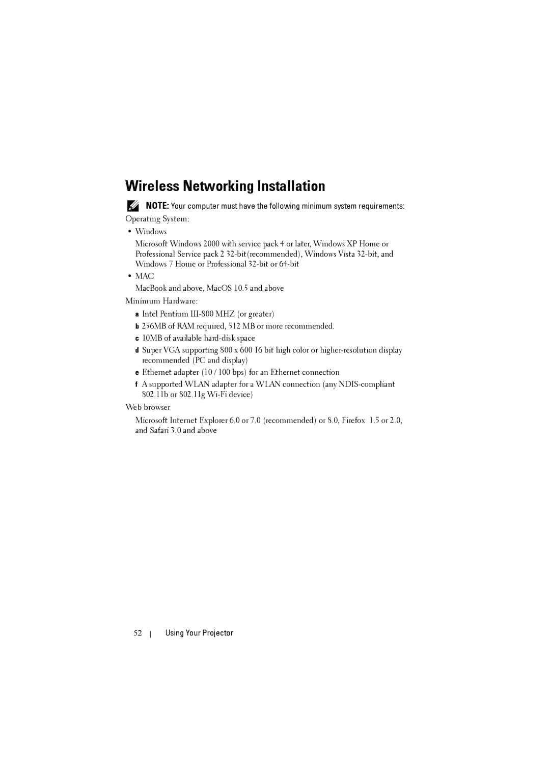 Dell S300W manual Wireless Networking Installation, Mac 