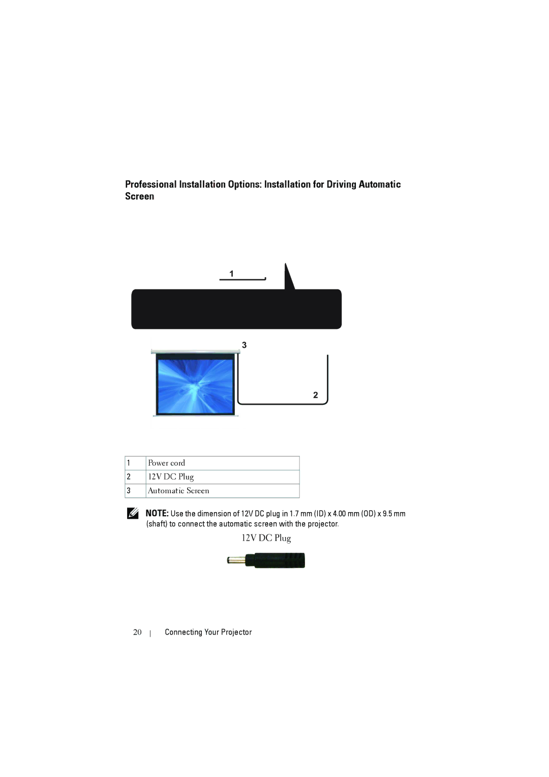 Dell S300W manual 12V DC Plug 