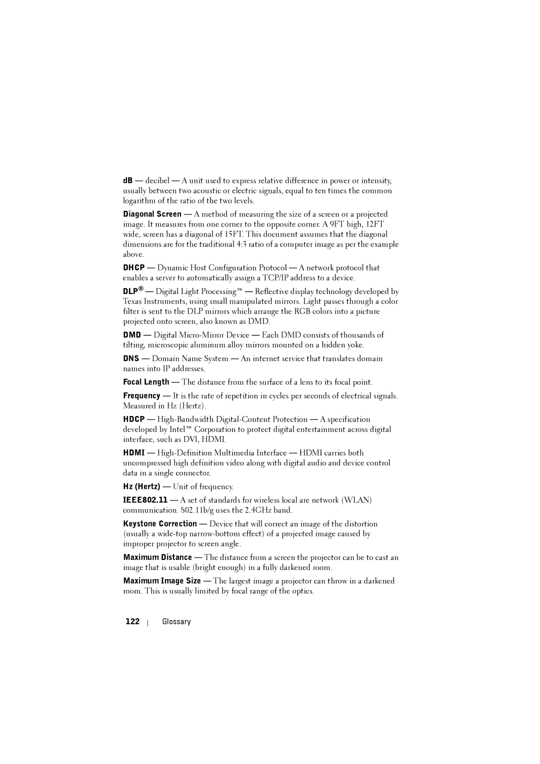 Dell S300wi manual Glossary 