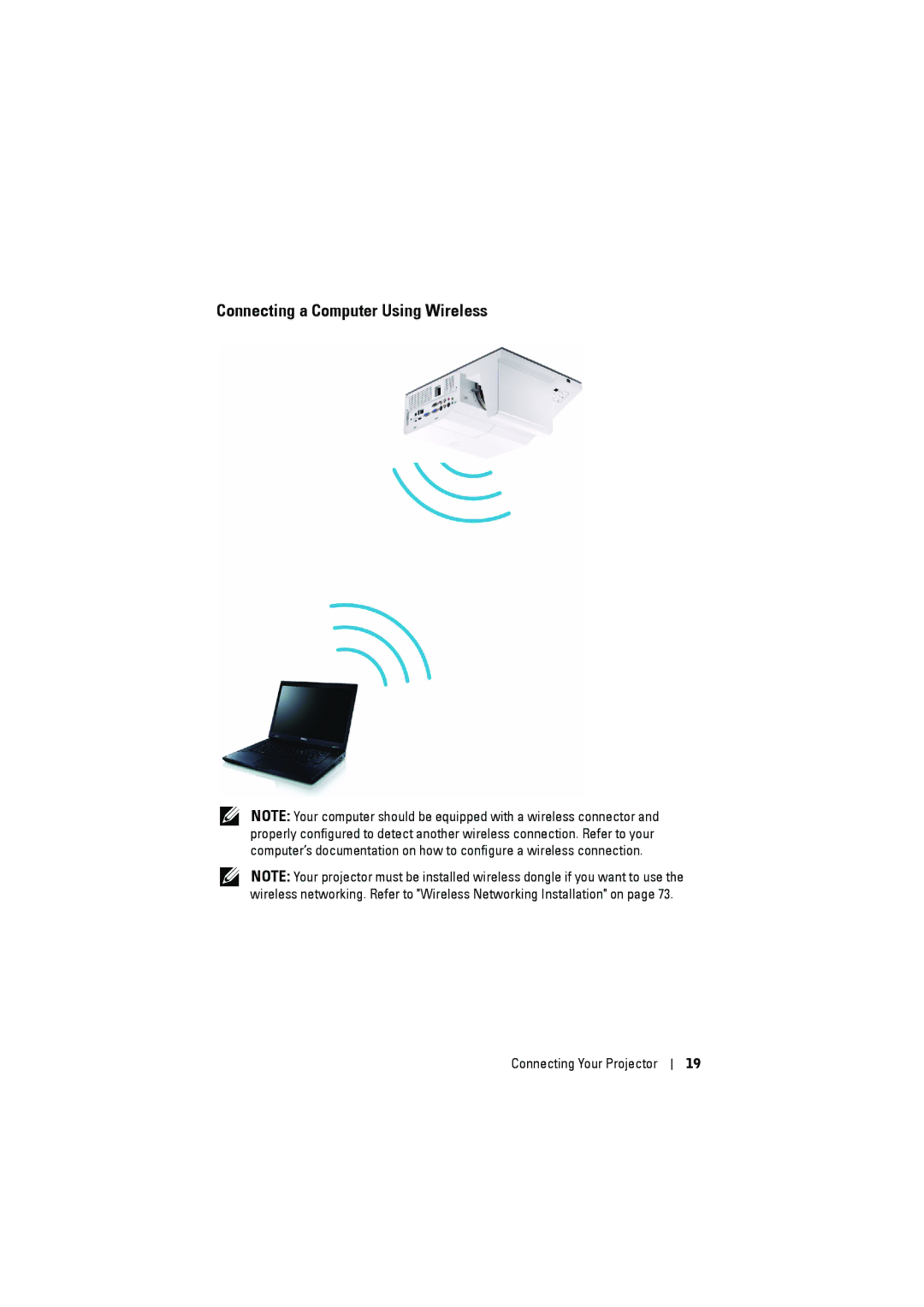 Dell S500WI manual Connecting a Computer Using Wireless 