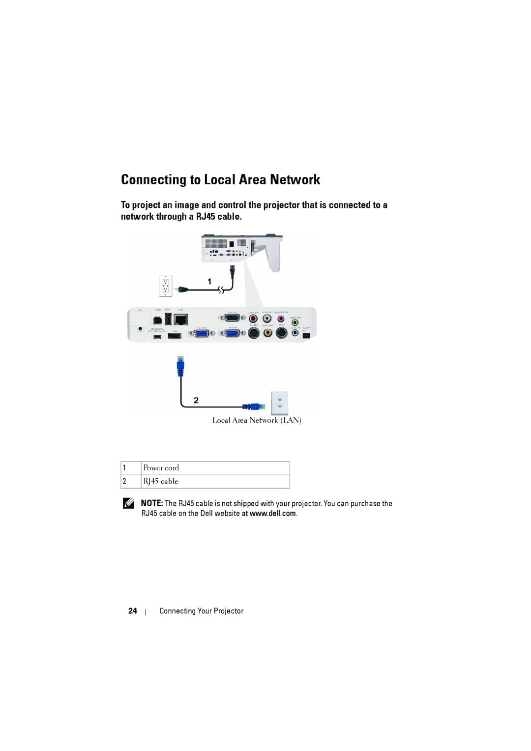 Dell S500WI manual Connecting to Local Area Network 