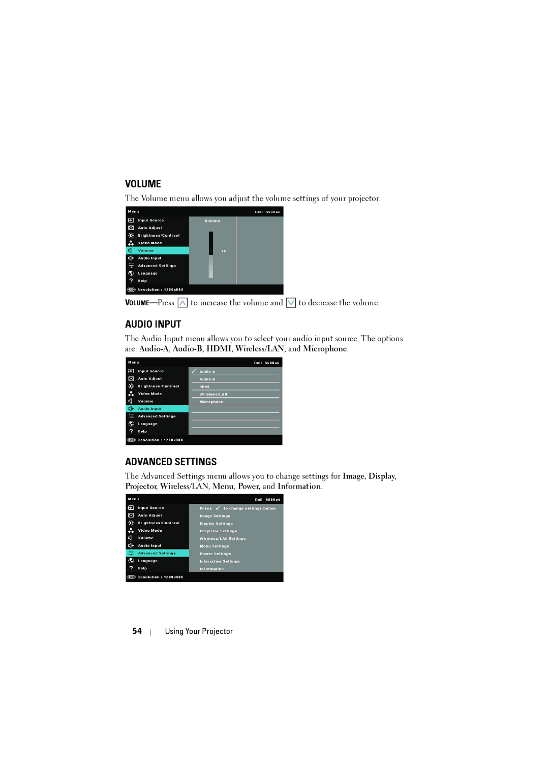 Dell S500WI manual Volume 