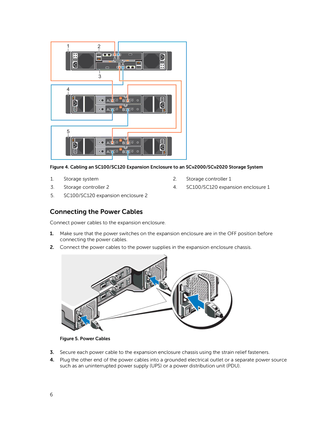 Dell SC100, SC120 manual Connecting the Power Cables 