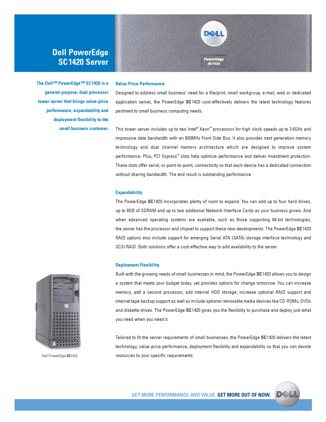 Dell SC1420 manual Value-Price Performance, Expandability, Deployment Flexibility 