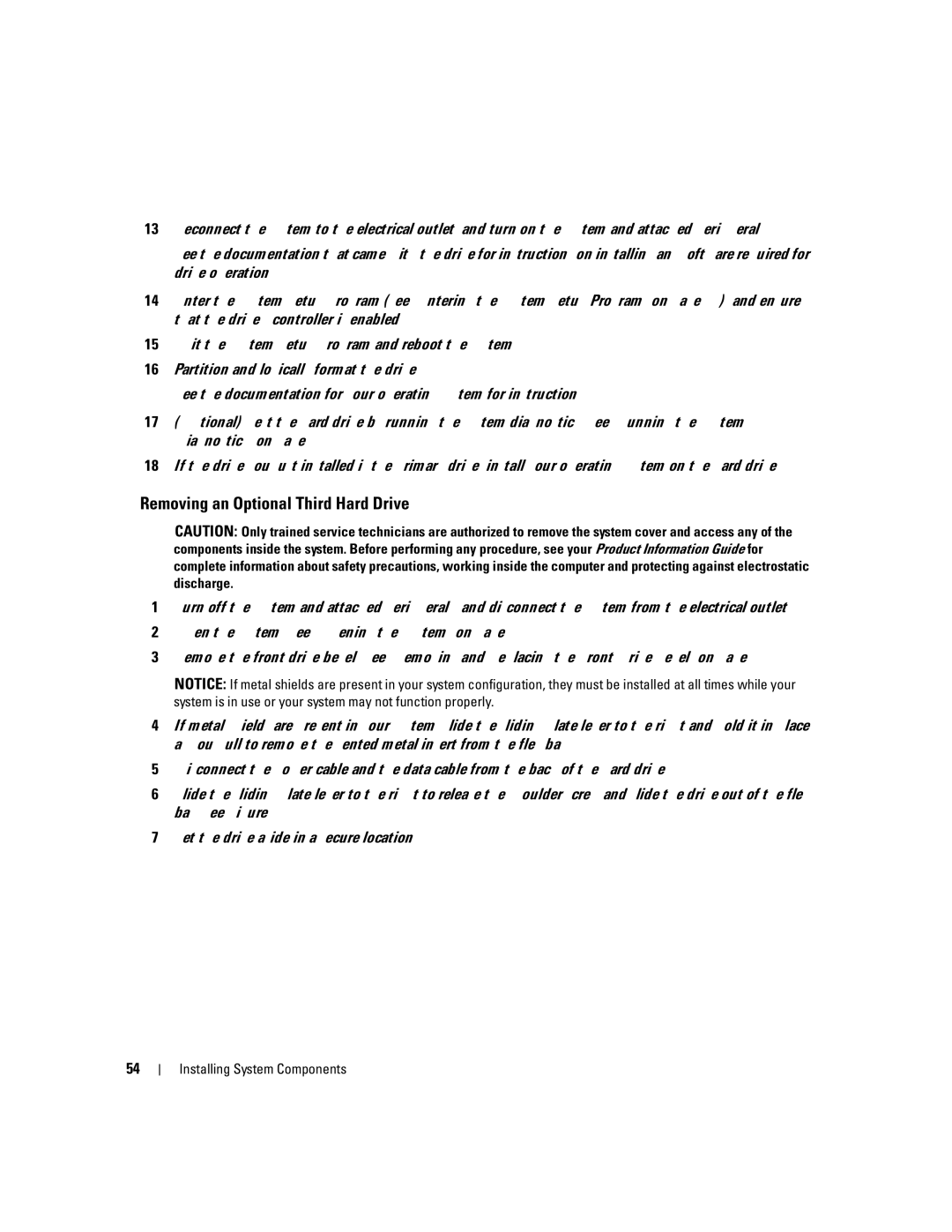 Dell SC1430 owner manual Removing an Optional Third Hard Drive 