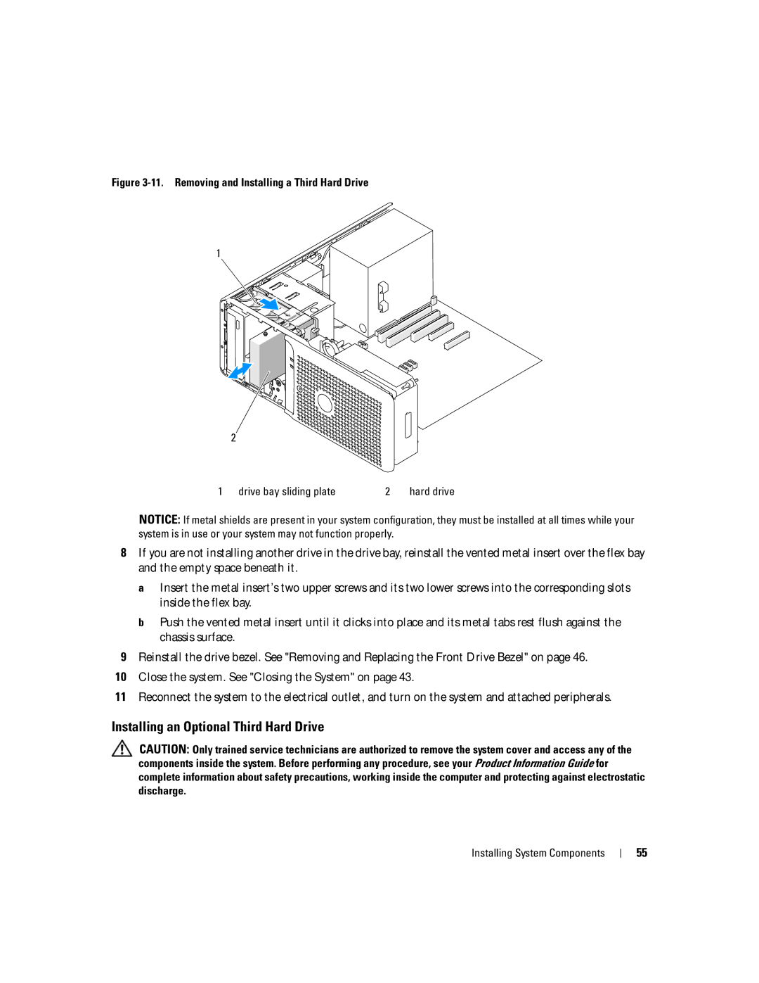 Dell SC1430 owner manual Installing an Optional Third Hard Drive 