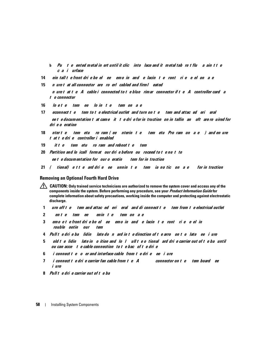 Dell SC1430 owner manual Removing an Optional Fourth Hard Drive 