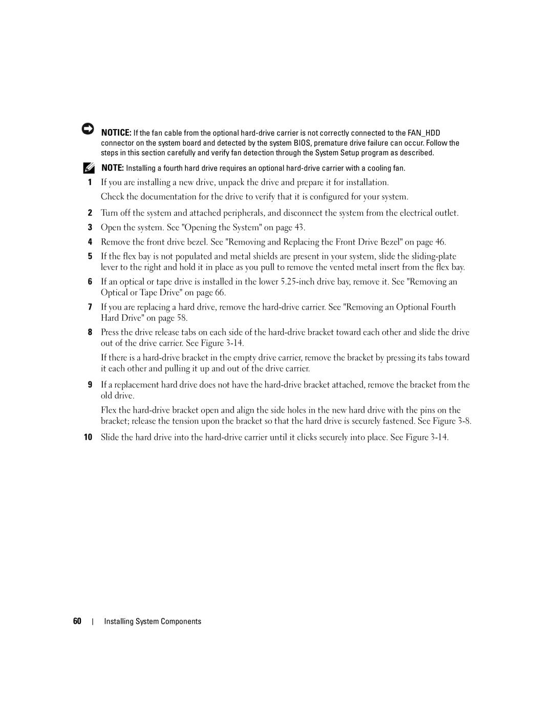 Dell SC1430 owner manual Installing System Components 