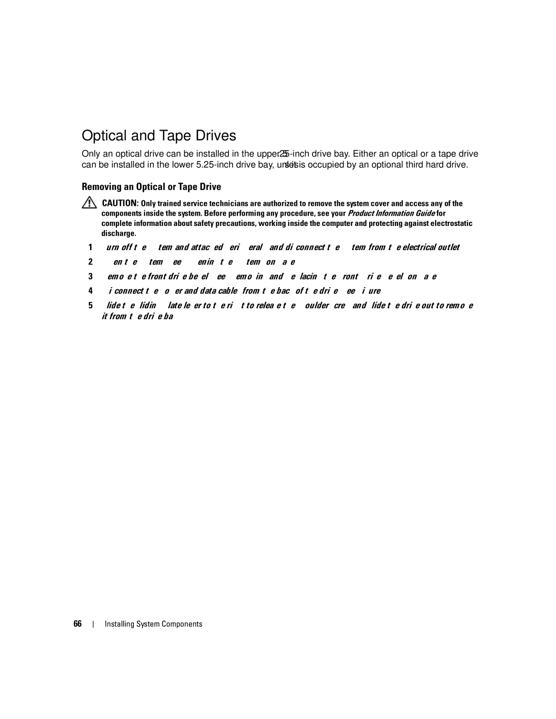 Dell SC1430 owner manual Optical and Tape Drives, Removing an Optical or Tape Drive 