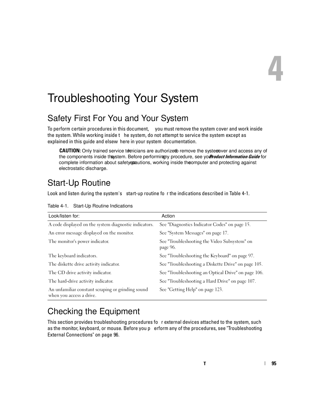 Dell SC1430 owner manual Safety First-For You and Your System, Start-Up Routine, Checking the Equipment 