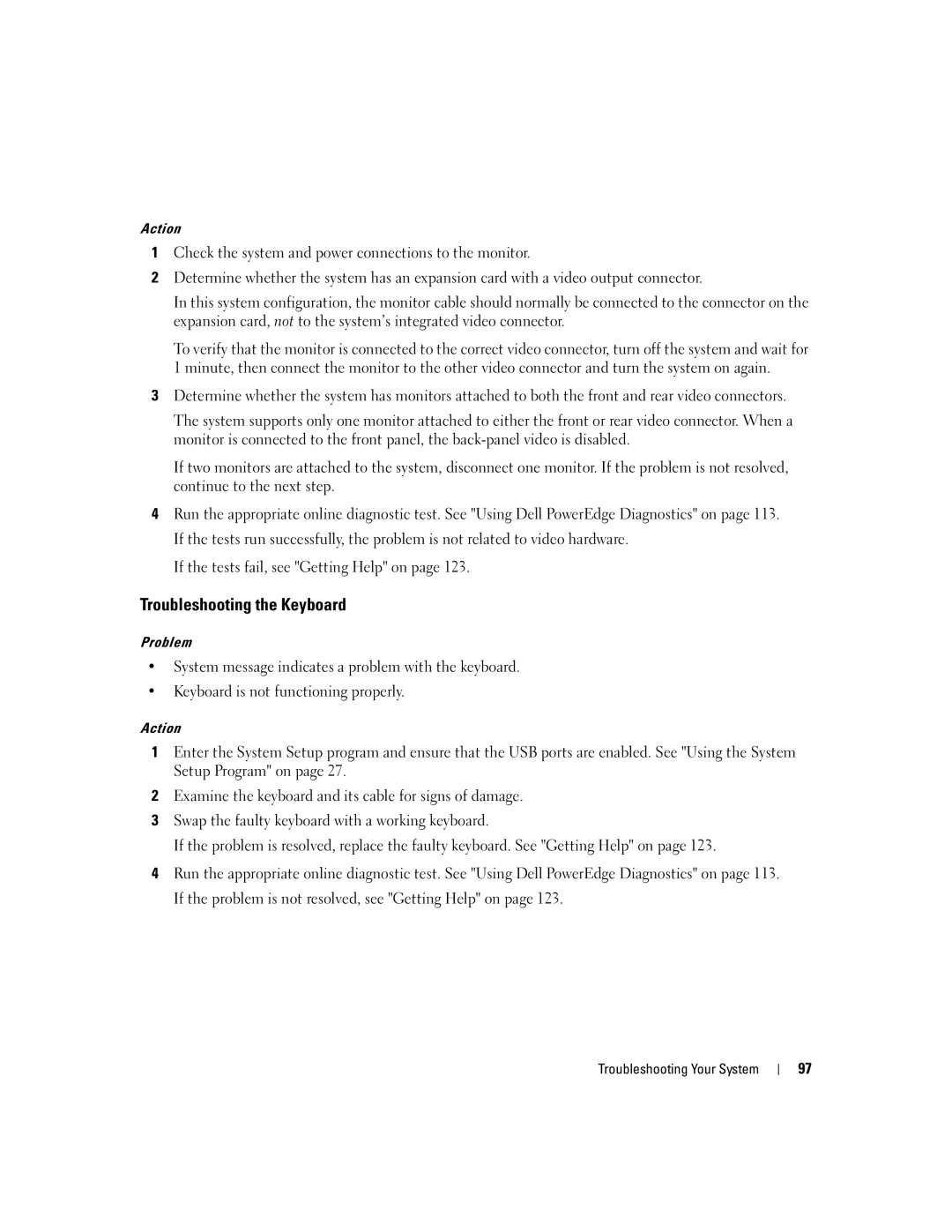 Dell SC1430 owner manual Troubleshooting the Keyboard 