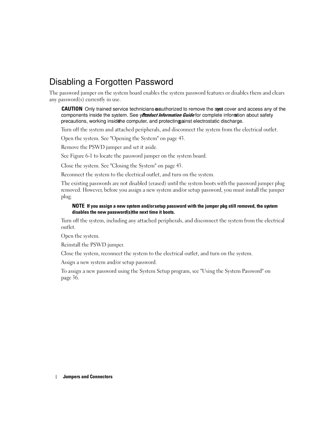 Dell SC1430 owner manual Disabling a Forgotten Password 