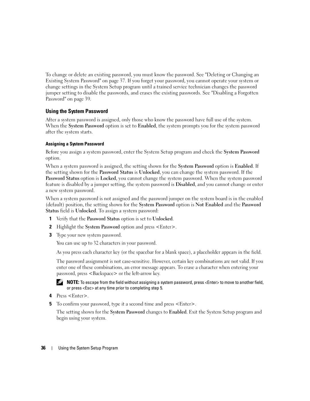 Dell SC1430 owner manual Using the System Password 