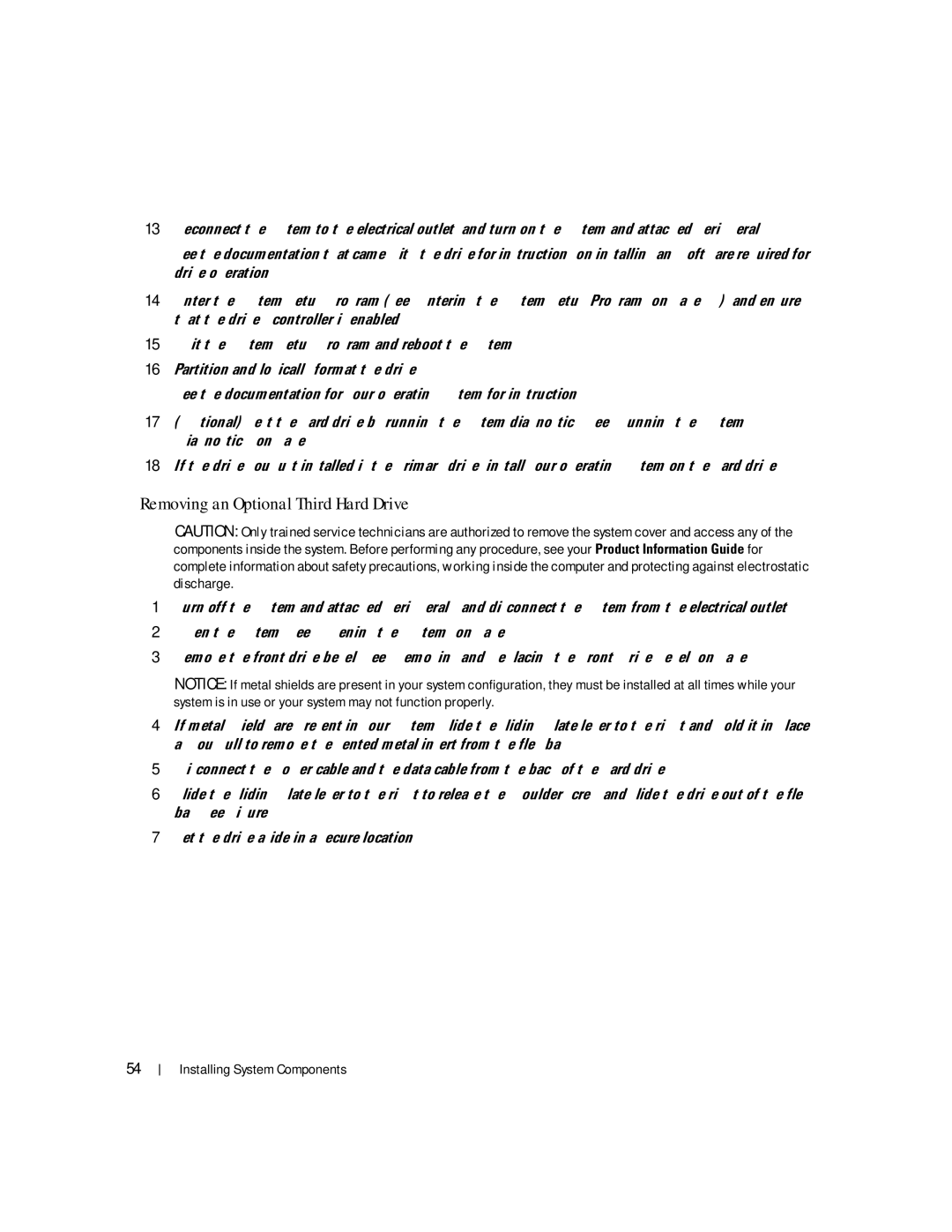 Dell SC1430 owner manual Removing an Optional Third Hard Drive 