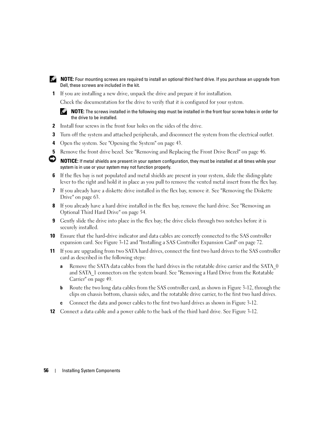 Dell SC1430 owner manual Installing System Components 