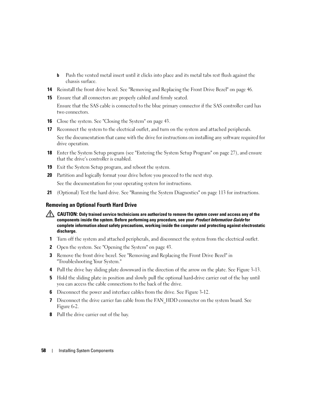 Dell SC1430 owner manual Removing an Optional Fourth Hard Drive 