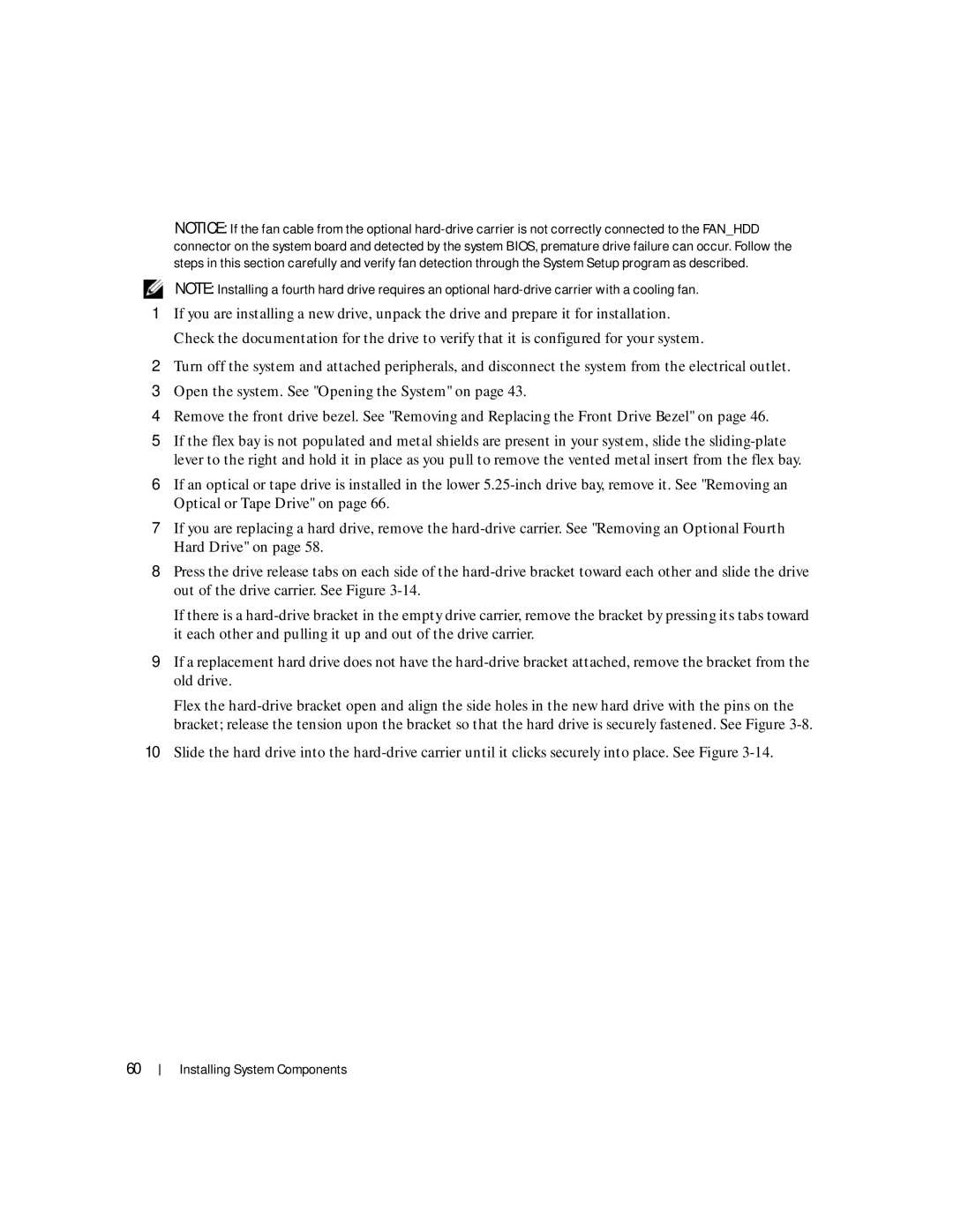 Dell SC1430 owner manual Installing System Components 