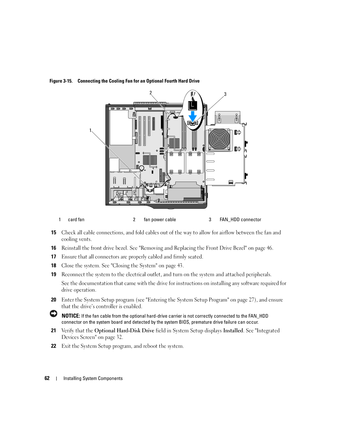 Dell SC1430 owner manual Card fan Fan power cable 