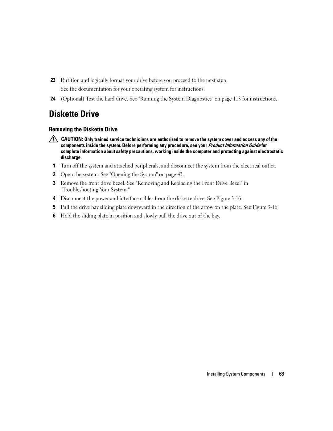 Dell SC1430 owner manual Removing the Diskette Drive 