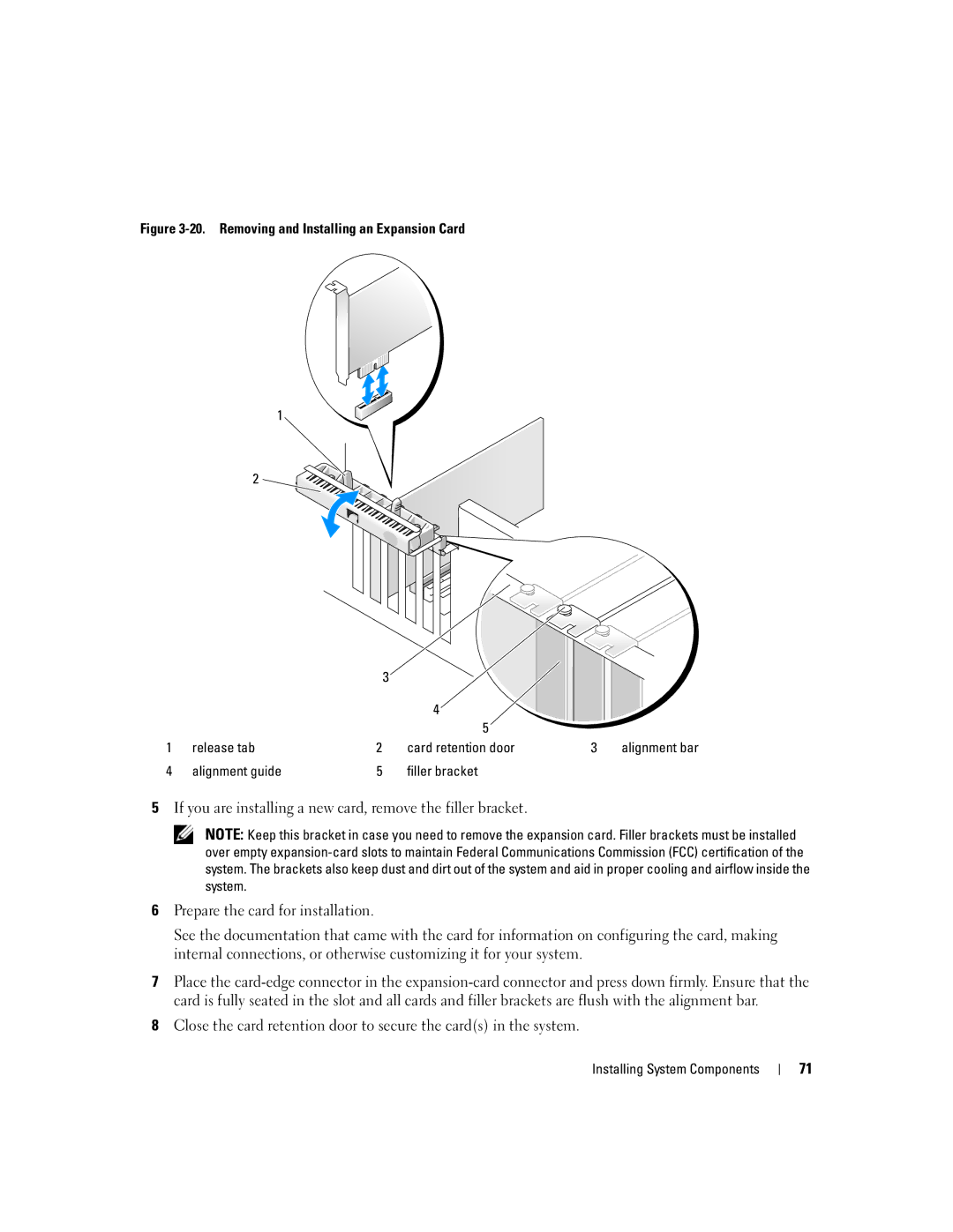 Dell SC1430 owner manual Alignment guide Filler bracket 